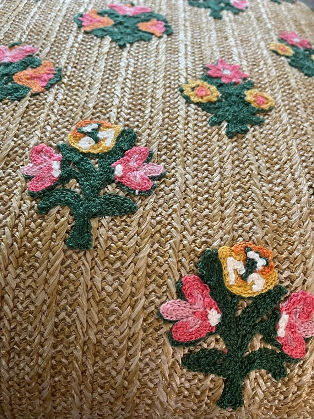 Palm Studio Indian Raffia block print Style Floral Block Throw Pillow! 20” x 20”